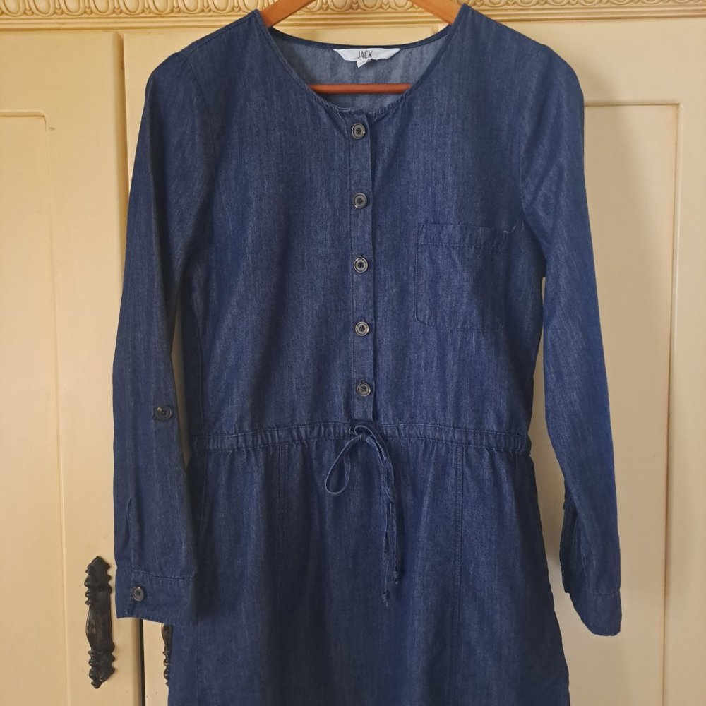 Jack BB Dakota Chambrey Button Front Long Sleeve Dress Size Small